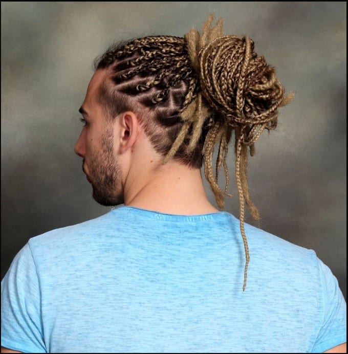 Braid And Bun Long Hairstyles for men