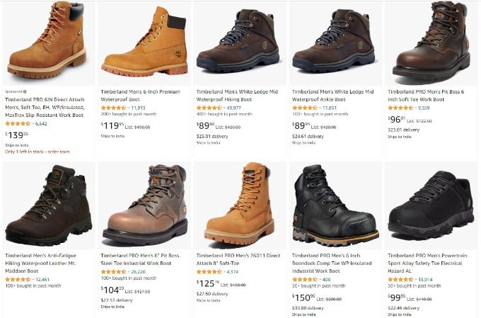 Timberland boots price