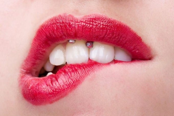 red lips piercing