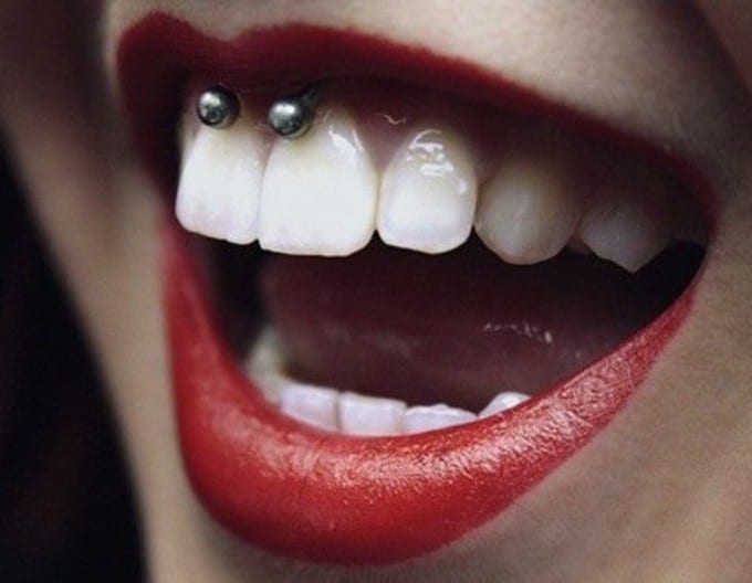 smiley piercing red