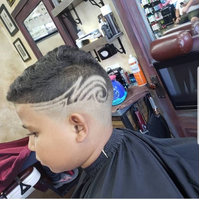 Afro Buzz Cuts with Designed Lightning Bolt