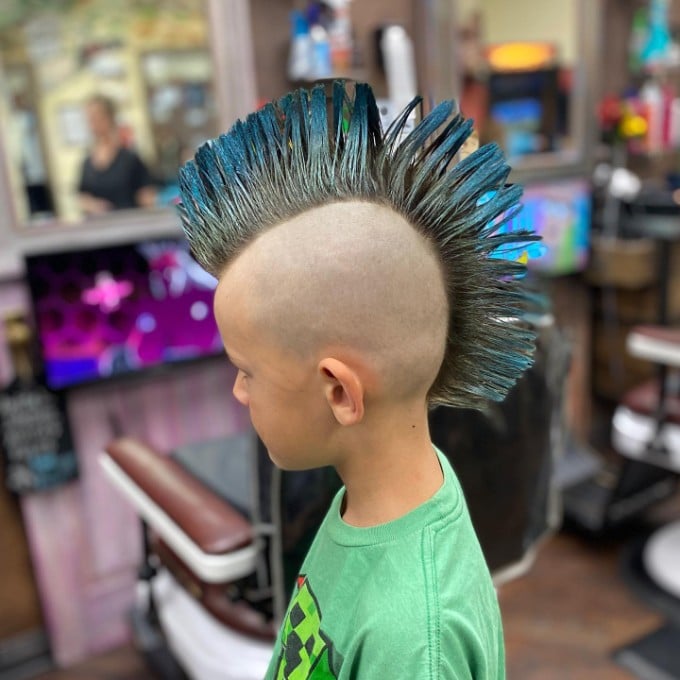 Duo Tone Mohawk with Lightning Bolt Fade Haircuts