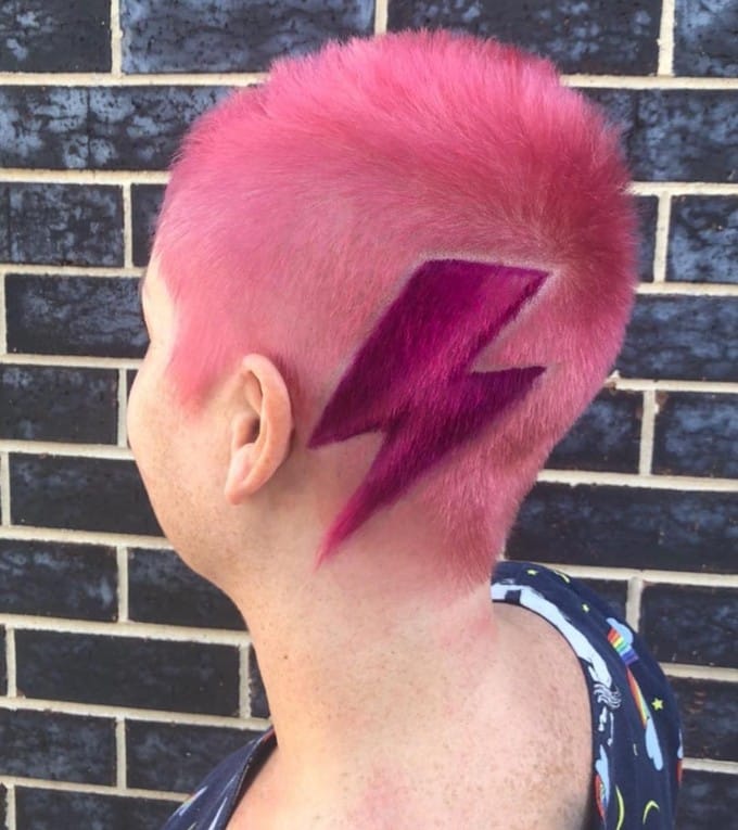 Lightning Bolt Design with Hot Pink hairs