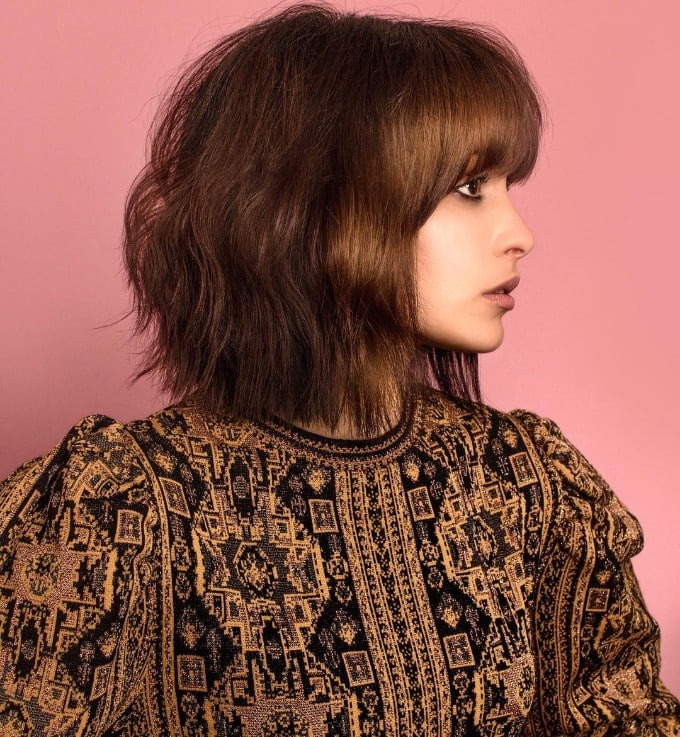 French Bob long Layers with Curtain Bangs