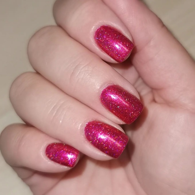 Pink Holographic Nails 