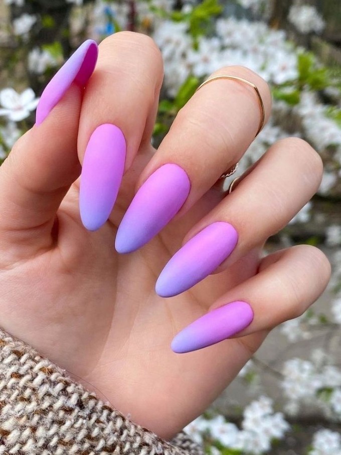 Blue and Purple Ombre Nails