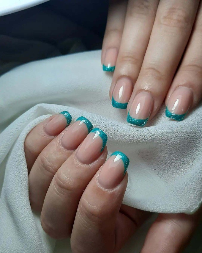 Chrome French tip nails