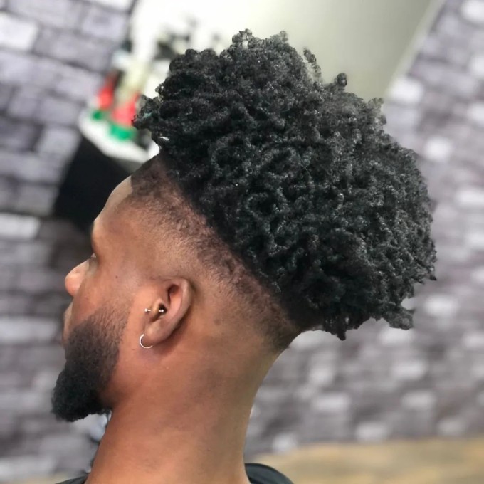 Drop fade taper fade Afro with twist