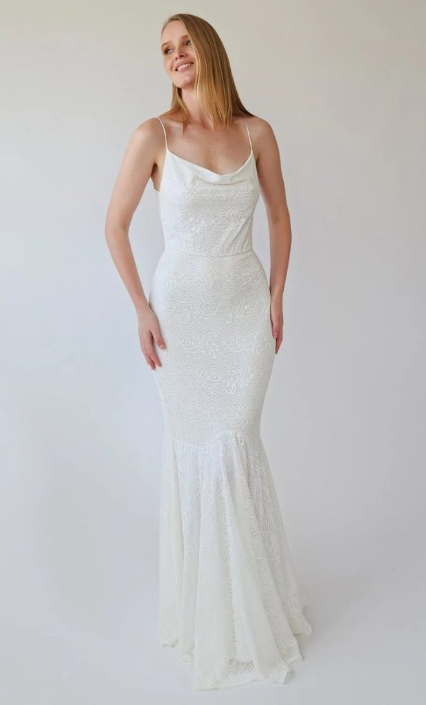 Lace Chiffon Flutter Sleeve Wedding Dress