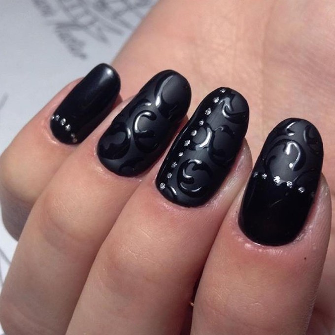 Long black coffin nails