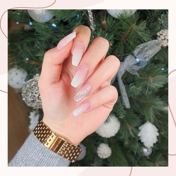 Ombre French tip nail designs coffin