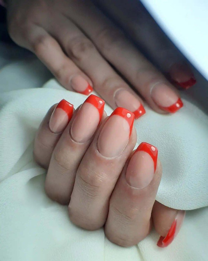 Orange French tip nails