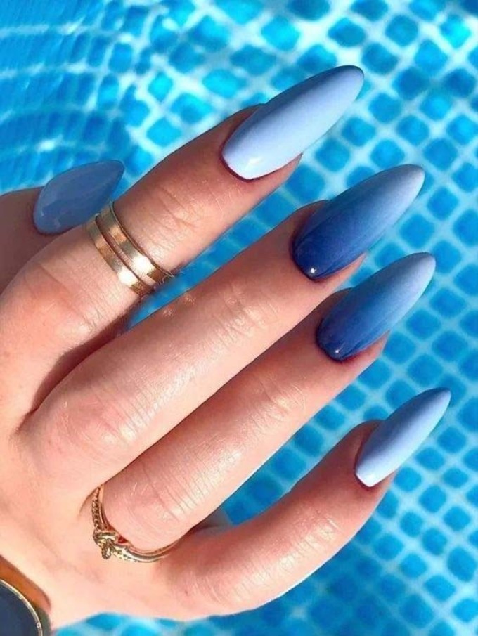 Pastel blue ombre nails