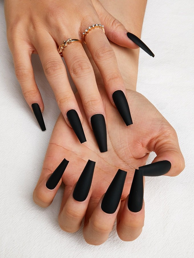 Plain matte long nails