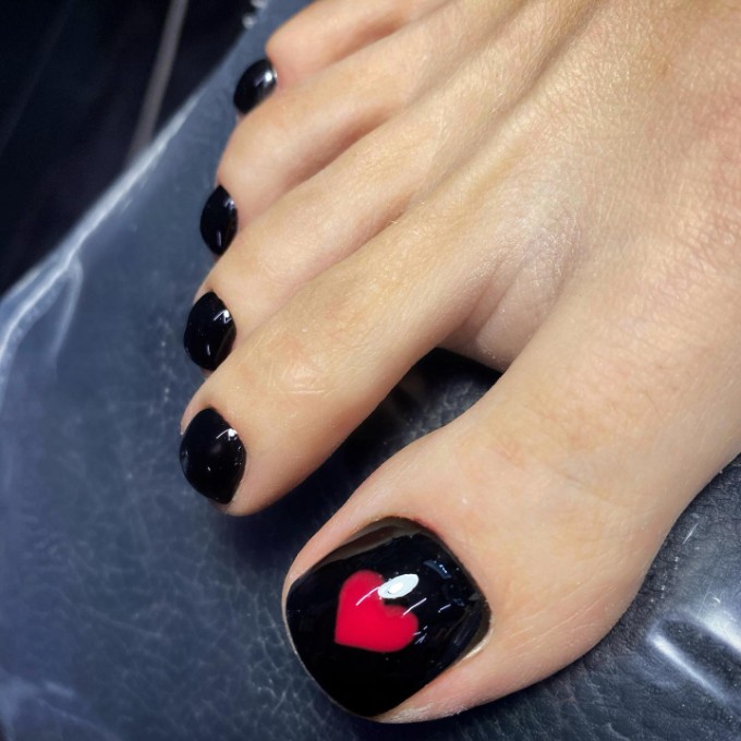 Red and black heart nails