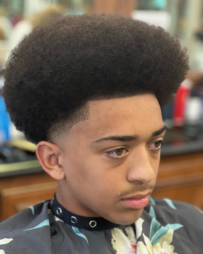 Taper fade with Afro