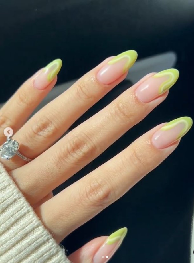 Yellow summer French tip nail designs