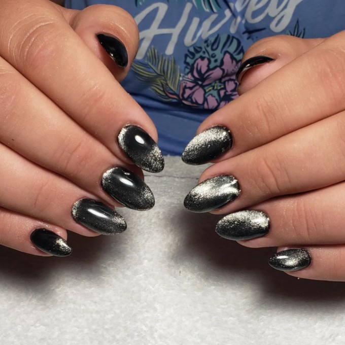 black nails with silver