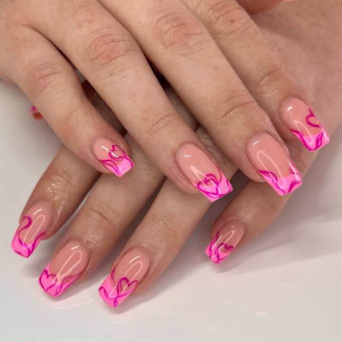 Heart Details on Baby Pink Tips