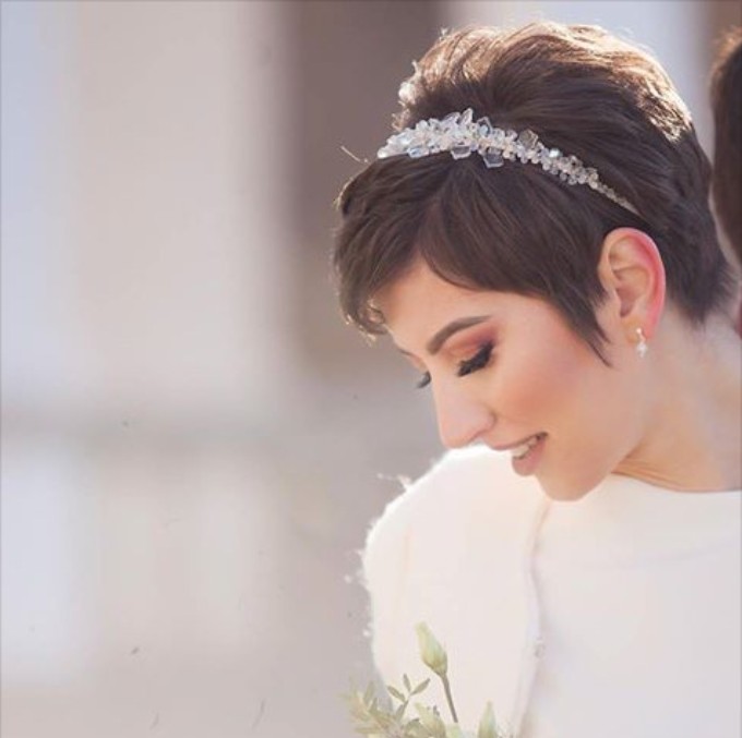 Textured Pixie Cut with a Jeweled Headband