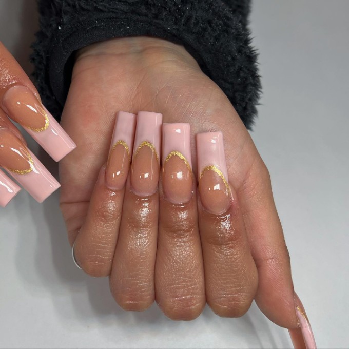 Thin Pink French Tip Nails