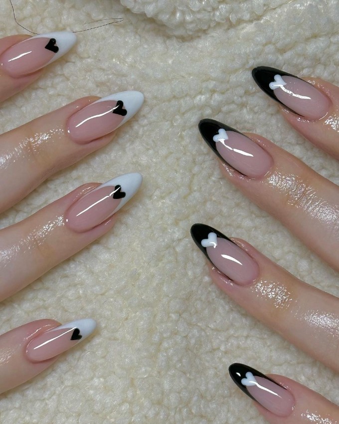 black and white French tip nails