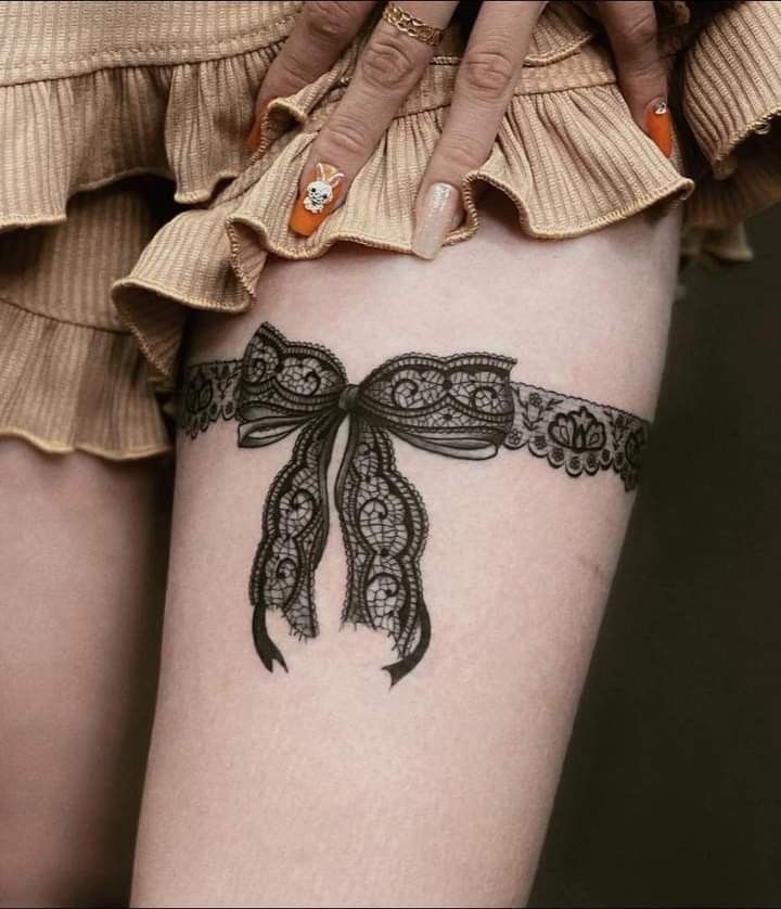 Bow Tattoo on Thigh