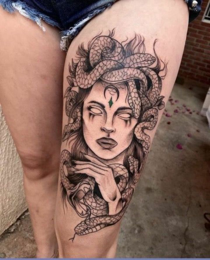 Medusa Thigh Tattoos